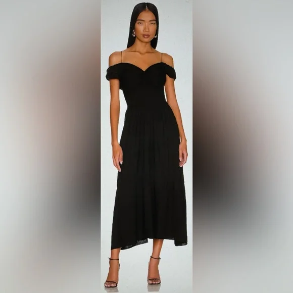 Vince Off-Shoulder Twist Dress, 6 / Black